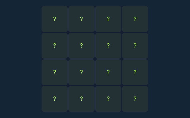 Memory Pairs game board